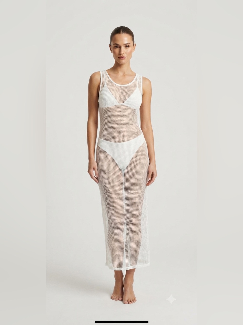 Maxi Crochet Knit Swimsuit Coverup Off White